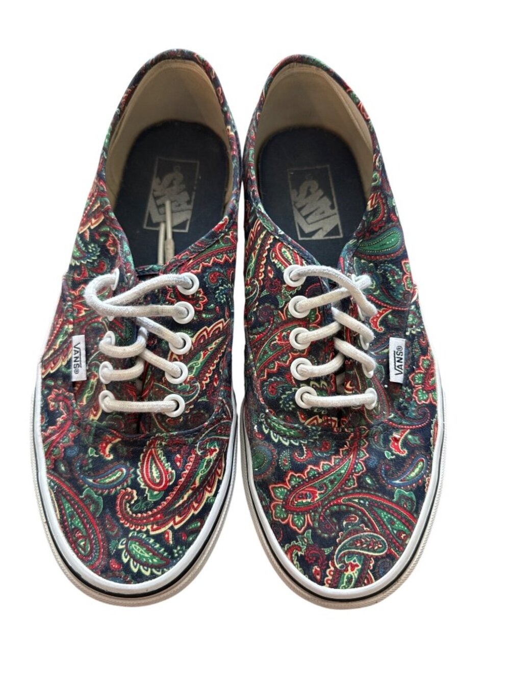 Vans Womens Size 8.5 Paisley Print Canvas Sneakers With White Laces & Rubber Sol